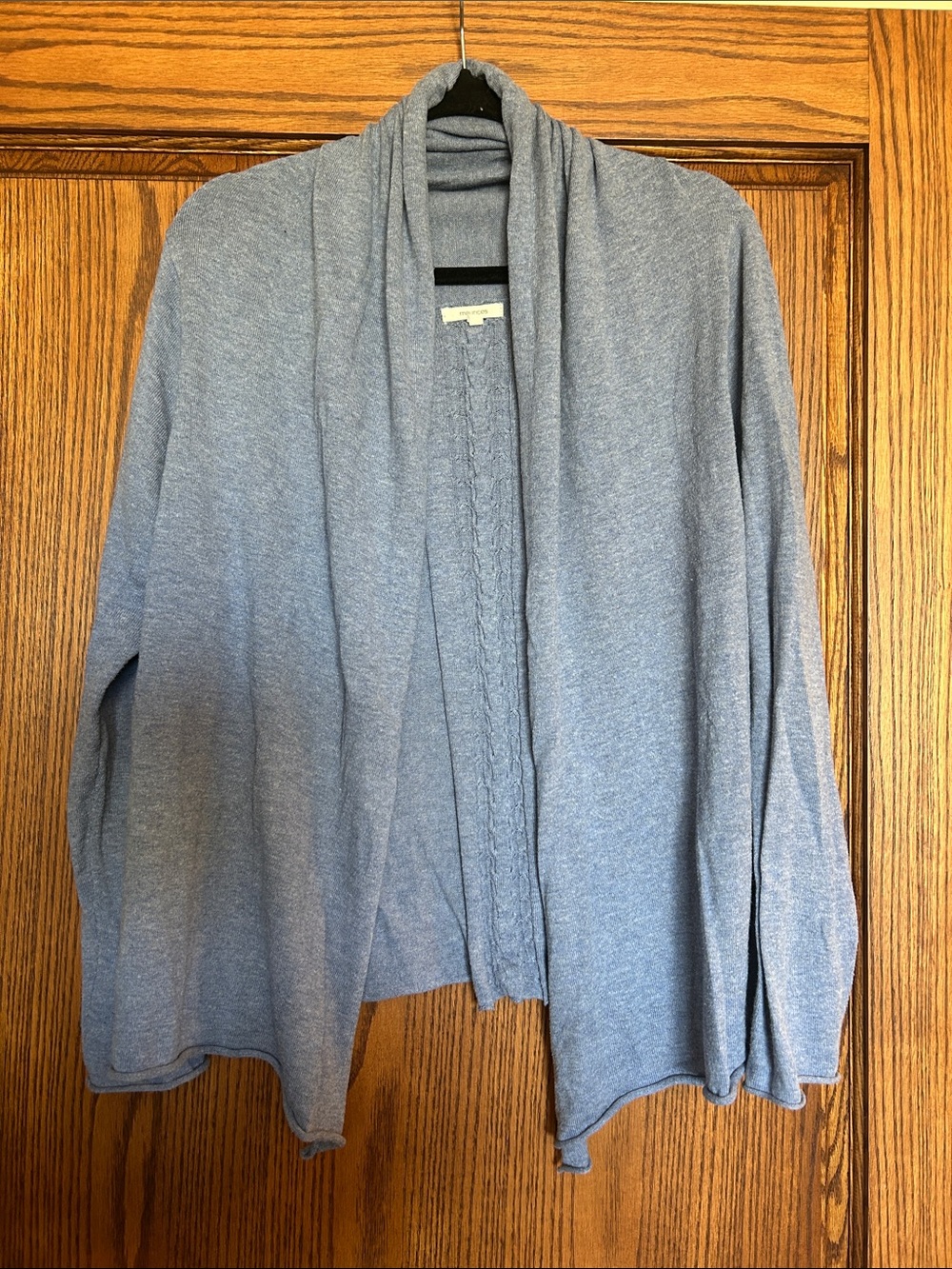 Light Blue Open Front Draped Cardigan